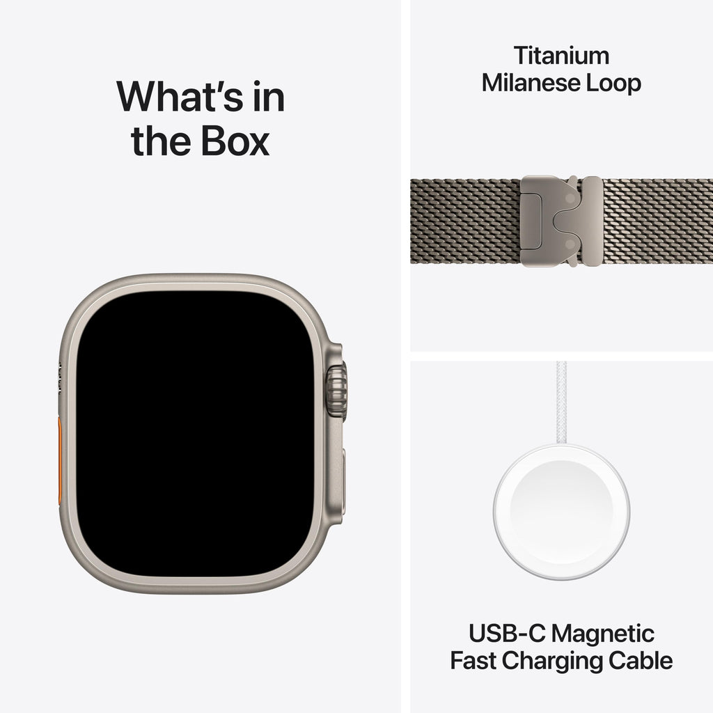 Apple Watch Ultra 3 [GPS + Cellular 49mm] Running & Multisport Smartwatch w/Rugged Titanium Case w/Black Titanium Milanese Loop - L. Satellite Communications, Advanced Health & Fitness Tracking