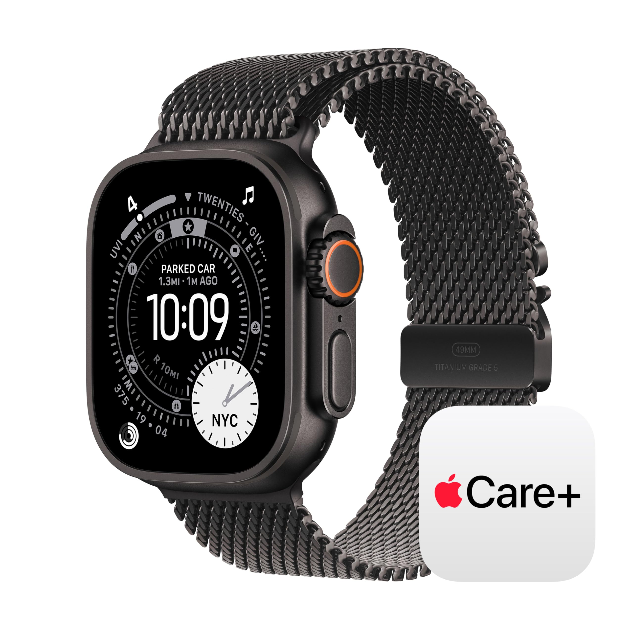 Apple Watch Ultra 3 [GPS + Cellular 49mm] Running & Multisport Smartwatch w/Rugged Titanium Case w/Black Titanium Milanese Loop - L. Satellite Communications, Advanced Health & Fitness Tracking